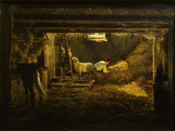 Filippo Palizzi Interno d'una stalla oil painting picture